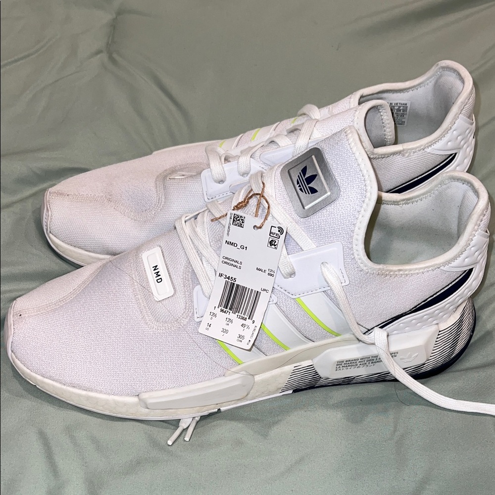 Adidas White and Neon Green Sneakers